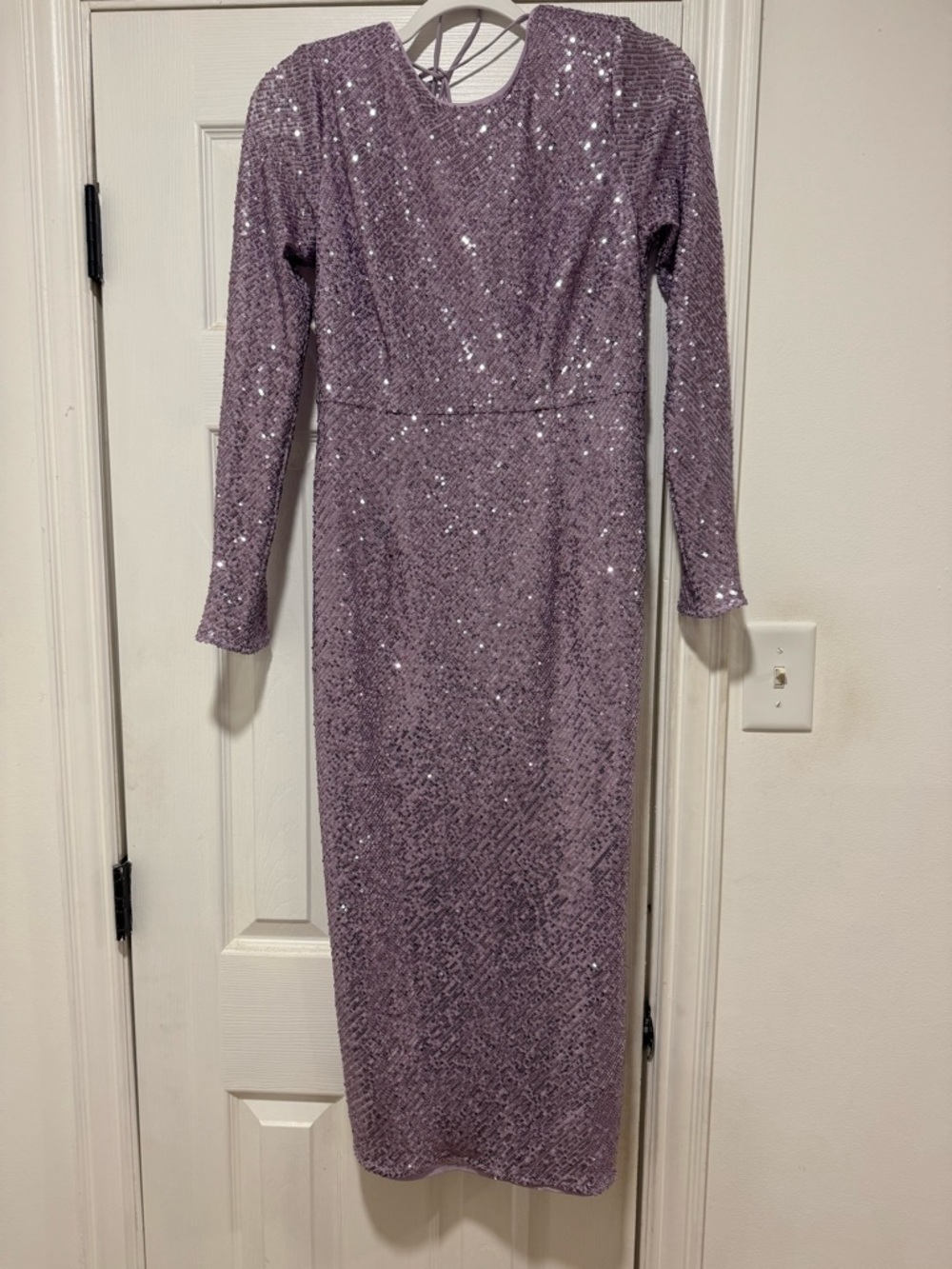 ASOS Design Purple Lavender Sequin Long-Sleeve Midi Dress